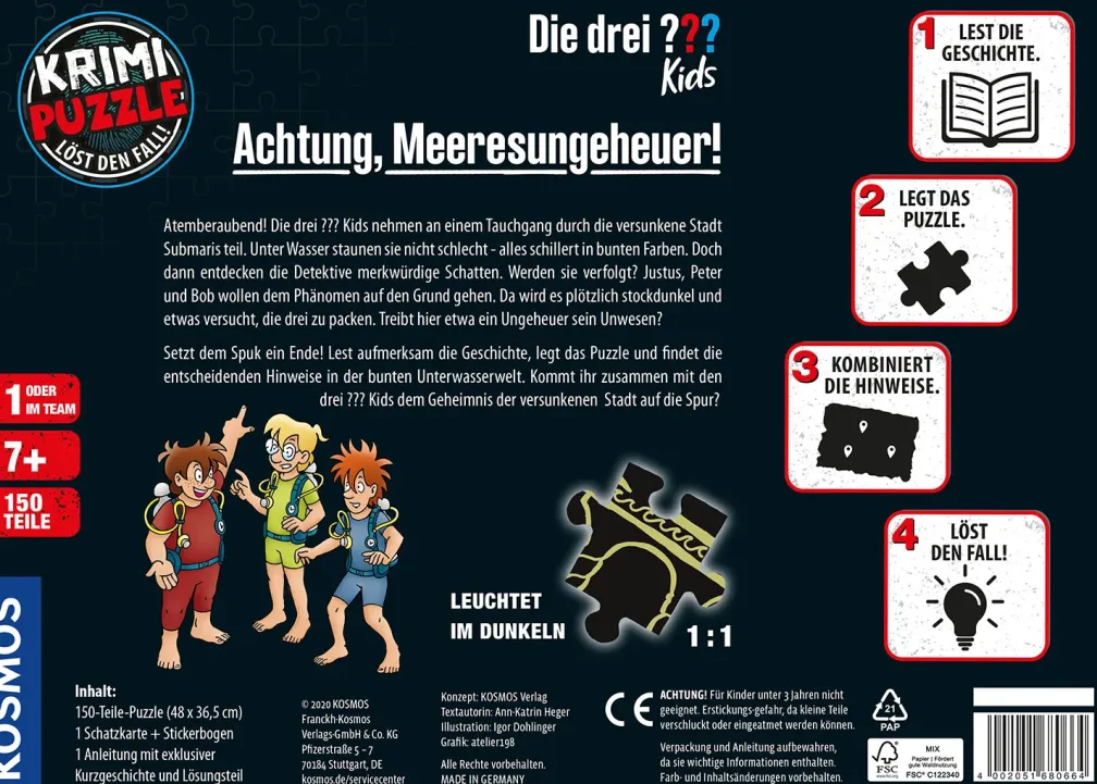 Krimi-Puzzle: Die drei ??? Kids - Achtung, Meeresungeheuer!