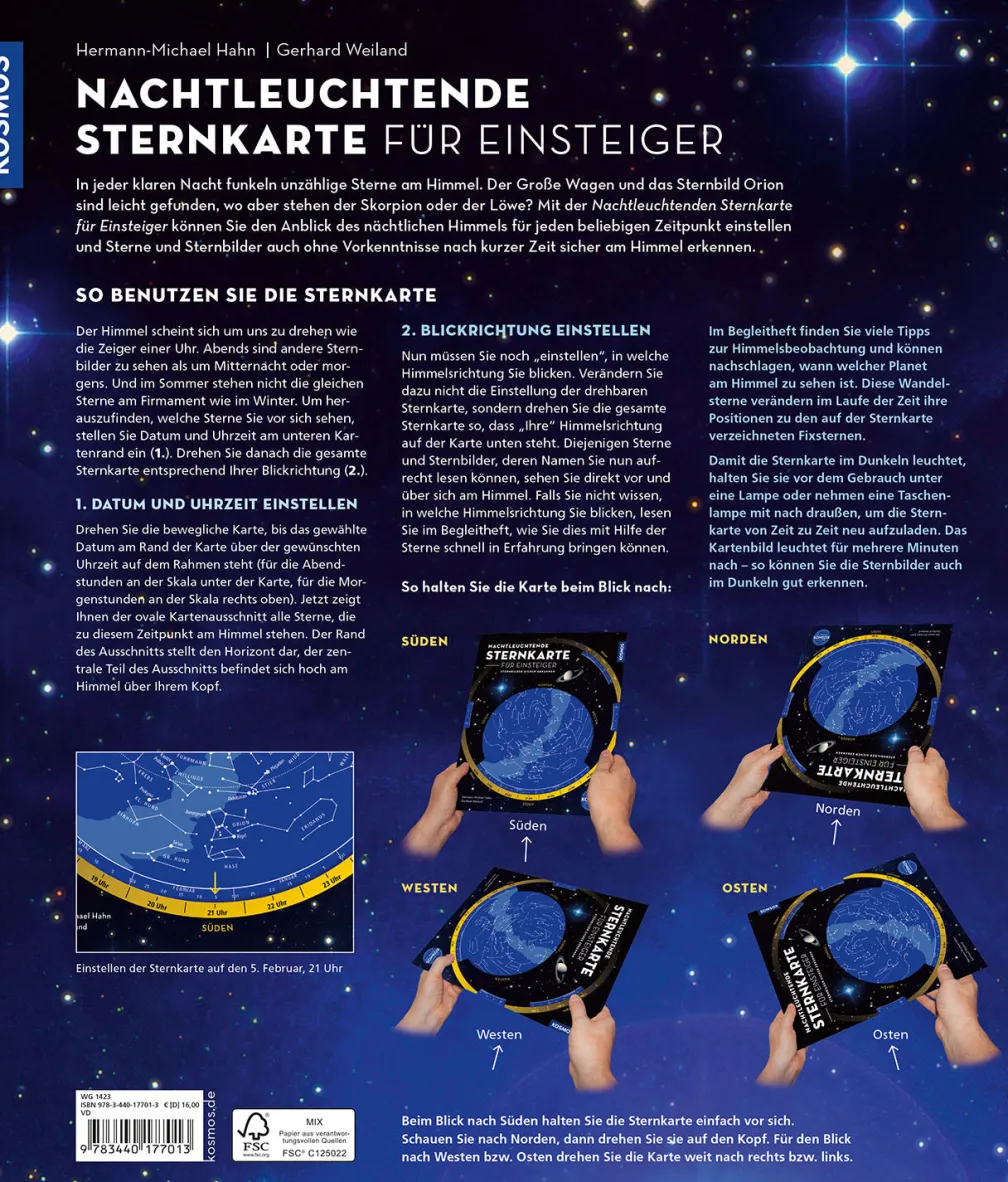 Nachtleuchtende Sternkarte für Einsteiger